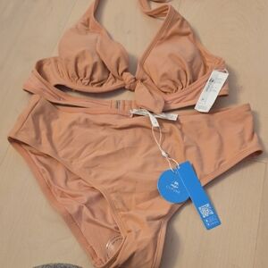 Cupshe Peach Halter Knot Bikini Set